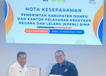 Optimalisasi Pemanfaatan BMD, Pemda Dompu Tandatangani Nota Kesepahaman dengan KPKNL Bima